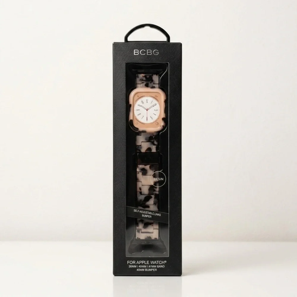 BCBG Tortoise Shell Apple Watch Resin Band W/ Bumper Case